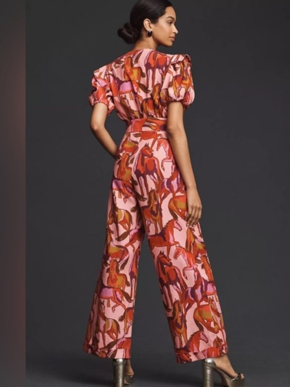 Farm Rio Wild Horse Short Sleeve Pleated Jumpsuit